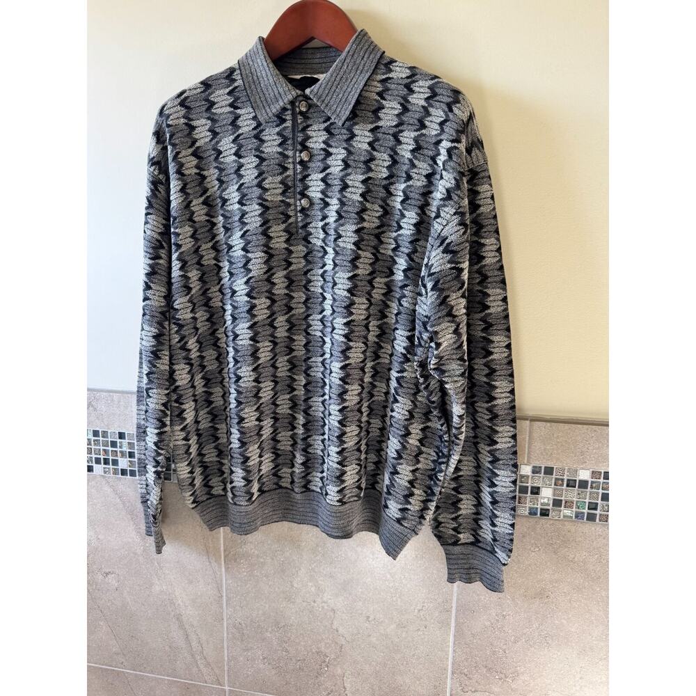 Dalmine Gray Wool Blend Slim Sweater 3 Button Front SZ XXL NWOT Italy